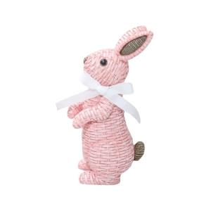 Easter Bunny Figurine Resin Rattan Woven Rabbit Statue Art Crafts Decoration Festival New Year Party Background Decor