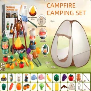 44PCS Kids Camping Toys Set with Tent Outdoor Toys Camping Tools Set for Kids Pretend Toys Portable Folding Camping Kids Tent for Boys and Girls