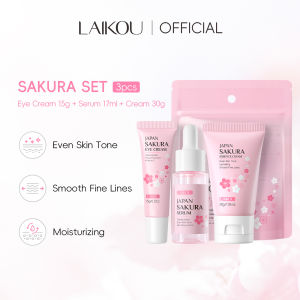 LAIKOU Japan Sakura Brightening Face Serum Eye Cream Face Moisturizer Deep Nourishing 3pcs Skin Care Set