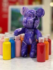 Handmade DIY Color Liquid BearBrick Couple Gift - Fluid Violent Bear Cat Air Cecair 流体暴力熊自制流体水彩