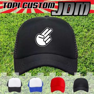 Topi pria wanita custom logo jdm tipe jaring warna hitam