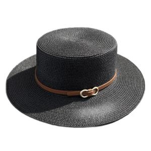 Straw Hat for Women Men Sun Protective Flat Top Hat Breathable Wide Brimmed Vacation Cap SummerBeach Fashion Panama Hats
