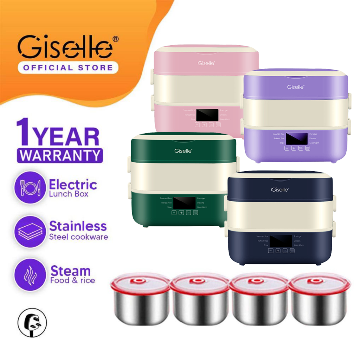 Giselle 2L Electric Rice Cooker Keep Warm Lunch Box with 304 Stainless Steel Inner Pot (250W