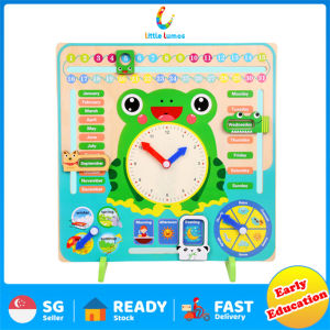 Wooden Calendar Clock board for toddles and preschool kid. Early learning toys. My first clock.