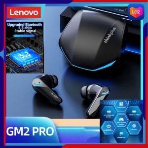 COD Lenovo ThinkPlus TWS Gaming Earphone True Wireless Bluetooth 5.3 - GM2 PRO / headset bluetooth wireless gaming merk terbaik terlaris trend model robot elegan keren telvon vlog ganteng full bass tanpa kabel austetic viral baterai tahan berkualitas baik