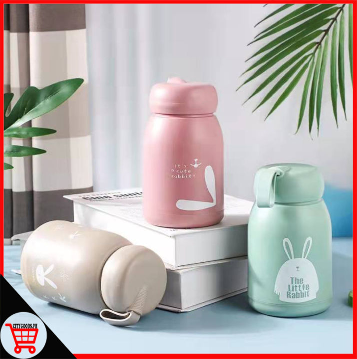 City Goods 330ml Rabbit Water Bottle Leakproof Glass Water Cup Kids Cute Rabbit Design Tumbler