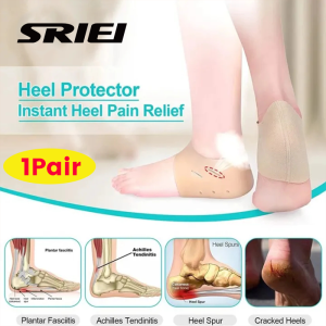 SRIEI 1 Pair Upgraded Silicone Gel Heel Protector Heel Cups Heel Pads Cushion Anti Crack Moisturizing Relief Foot Sleeve