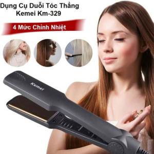 Máy Kẹp Ép Duỗi Thẳng Tóc 4 Mức Chỉnh Nhiệt Kemei KM 329.
