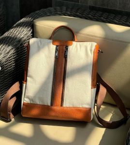 Tans Punggung Kanvas Kulit Ransel Pria Dewasa Warna Hitam/Coklat Korean Style Tangi Backpack Serries