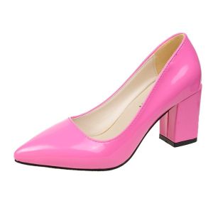 [Free Shipping] Spring And Autumn New Collection: Pointed-Toe High Heels Feminine Style Chunky Heels Shallow-Toe Pumps Size 43 (Large Size)