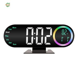 LED Desk Alarm Clock with Large Display Modern Electronic Clock for Heavy Sleepers Adults Teens Kids Seniors