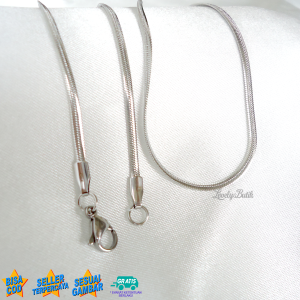 Lovelybutik - Kalung Titanium Anti Karat Rantai Kalung Wanita Pria Titanium Model Terbaru Rantai Belut pipih Panjang Rantai 45 Cm