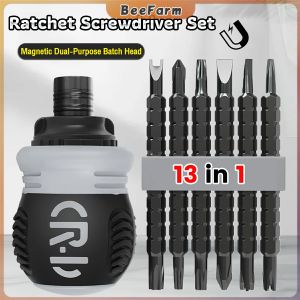 B.F. 13 in 1 Ratchet Screwdriver Set Alloy Steel Magnetic Dual-Purpose Batch Head Telescopic Screwdriver
