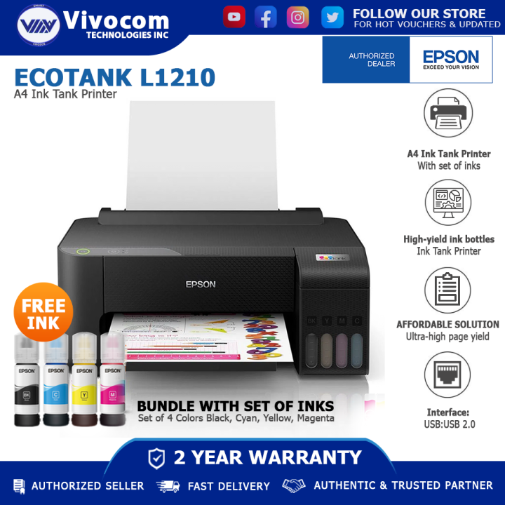 Epson EcoTank L1210 A4 Ink Tank Printer Lazada PH