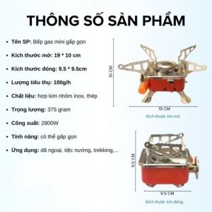 Bếp Gas Mini Du Lịch Gấp Gọn 2800W – Bếp Ga Cắm Trại Dã Ngoại Cho Gia Đình Dễ Mang Theo