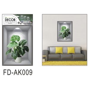 BUY 2 GET 1(3sheets) 5D removable wall sticker plant decals potted green plants wall sticker decals 3D wallpaper sticker living room kitchen stairs bedroom office home decoration45cmX30cmMOMO