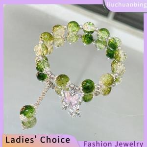 [COD] liuchuanbing Jewellery สร้อยข้อมือลูกปัดรูปโบว์ผีเสื้อสีชมพูลายสาขาดอกไม้ฟีนิกซ์สร้อยข้อมือสุดเจ๋งสำหรับผู้หญิงสวยทันสมัย