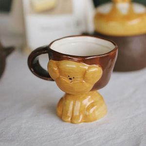 Creative Hand-Painted Dog Ceramic Mug Minimalist Artist Coffee Cup for Home Office Unique Gift Artisan Stoneware Handcrafted