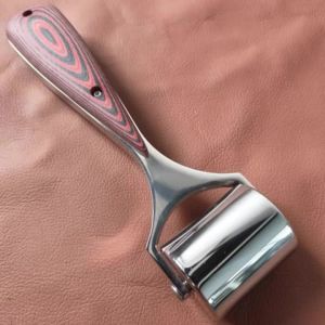 btnx DIY handmade leather tools 50x40mm 730g Heavy duty leather roller 304 stainless steel pressure wheel with G10 handle 4P7H5