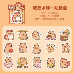 30 tờ dễ thương capybara dán đồ dùng học tập Nhật Ký trang trí album ảnh Tạp Chí phác thảo dán thẩm mỹ tự làm phim hoạt hình đáng yêu dán trẻ em