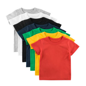 [SG] 100% Cotton Kids T-shirts Toddler Boys Girls Tops Children short sleeve T-shirt Clothes Plain Color School Event Clothes Festival Clothes Red White Yellow Green Blue Black Grey Dark blue - Lazada