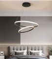 36W Tri-Tone Black Dual Ring Hanging Light Pendant Light Dining Light. 