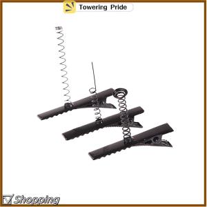 [Towering Pride] 10PCS đen kim loại Pinch Alligator tóc Clip 40mm với dây cuộn mùa xuân thủ công kẹp tóc cho bữa tiệc thời trang ủng hộ trẻ em Đồ chơi