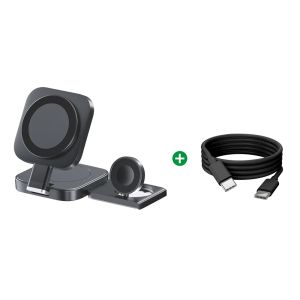 Foldable 3 in 1 Charging Station for Apple Magcafe Wireless Charger Pad for iPhone 12-17/iwatch/Airpods Charger Stand