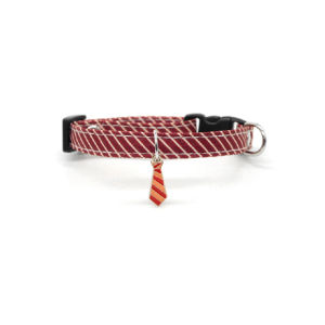 【JCFU】Gentleman Style Breakaway Pet Collar | Adjustable Striped Collar with Tie Charm for Cats & Small Dogs【P010】