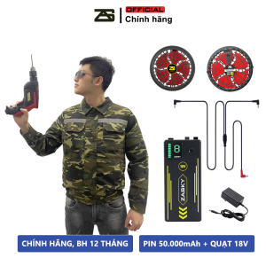 [Xả Kho] Bộ Áo Điều Hòa ZASKY Nhật Bản Cao Cấp Áo Quạt Gió Nhật Bản Chính Hãng Quạt Công Suất 18V PIN Dung Lượng Cao 50.000mAh Chạy 17-20 Tiếng BH 12 tháng