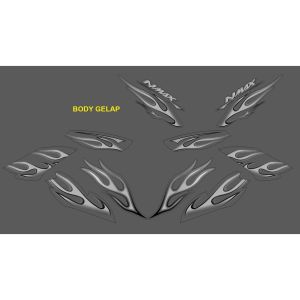 Stiker Striping UV Transparan NMAX 155 Old Desain Flame Api Racing - Striping Transparan NMAX 155 Old Variasi Api - SNX-UV - GSI