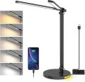 Desk Lamps for Home Office with Dual-Head LED Desk Lamp, USB Charging Port, Eye-Caring Architect Task Lamp, and 5-Level Dimming, Office Desk Accessories with Timing and 180 °   Adjustable (Black). 