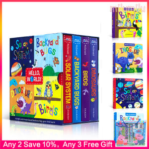 milu Hello World 4Pcs solar sy STEM bugs dinosaurs birds Toddler Popular Science Encyclopedia Board Book