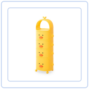 【COZYCASA】F918 Yellow Duck Multilayer Storage Shelf Rack w Wheels Snacks/ Children Box Cabinet w Drawers Trolley
