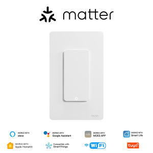 MOES Tuya Matter WiFi Smart Light Button Switch App Control Neutral Wire Required Grounding Design Alexa Google Home Apple Home