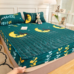 Quilted Cotton Mattress Protector Cover Fitted Bedsheet Cartoon Bedding Set Single/Queen/King Size