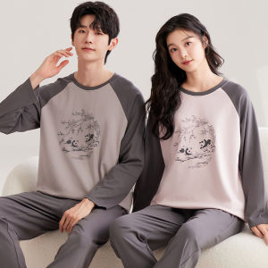 Bộ Đồ Ngủ Cặp Đôi Mùa Xuân 100% Cotton Dài Tay Hoạt Hình Dễ Thương Ngọt Ngào Nam Nữ Size Lớn Có Thể Mặc Ra Ngoài