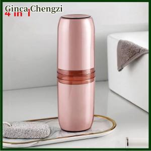 Ginca กล่องเก็บแปรงสีฟันพกพาสำหรับเดินทาง4ชิ้นถ้วยเก็บแปรงสีฟันในบ้านกล่องเก็บแปรงสีฟันเดินทางชุดล้างในบ้าน