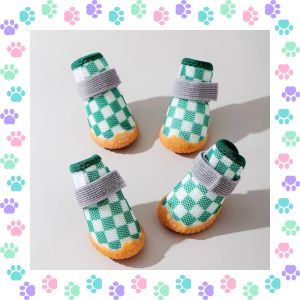 【Premium Quality】 Whisker Mesh Pet Shoes Breathable Dog Shoes Anti-slip Puppy Shoes Wear-resistant Teddy Bichon Outing Foot Cover Do Not Fall Off