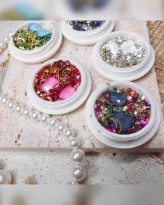 Đá trang trí móng đá nail hộp tròn phụ kiện nail trang trí móng tay