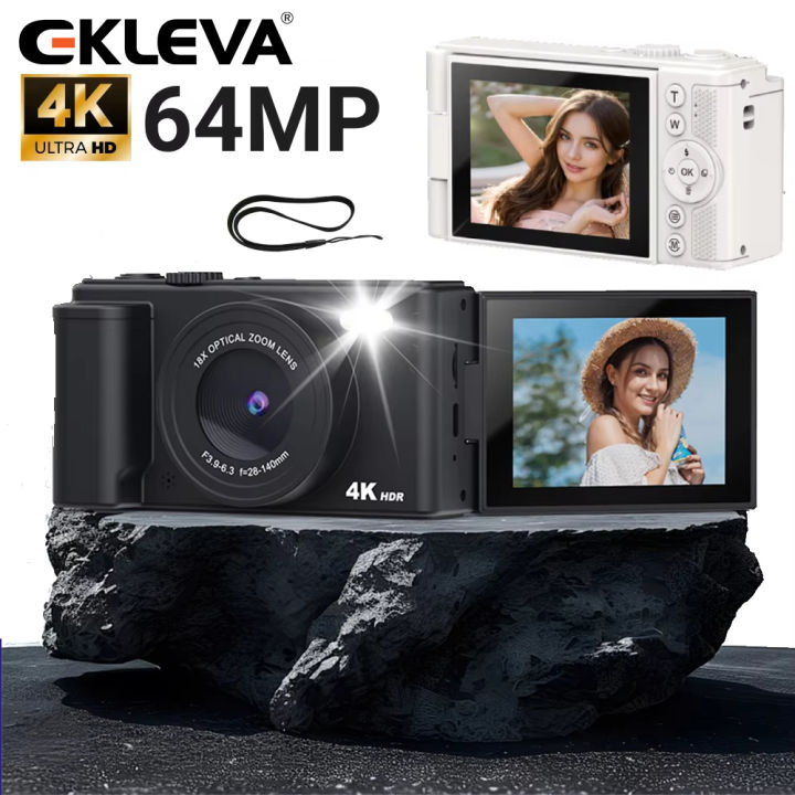 EKLEVA 4K HD Digital Photo Camera For Photography 18X Zoom 4K Camcorder  Auto Focus Compact Video Camera Mini Recorder IPS Screen