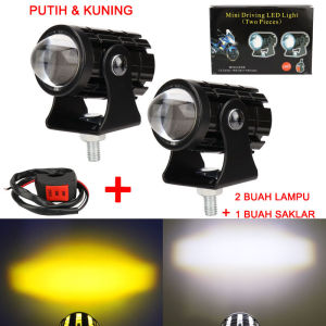 2 Buah lampu sepeda motor Lampu Tembak Sorot Motor Mobil LED Laser Mini Sorot Tembak Cahaya Dual Warna Putih Kuning High Low Lampu Sorot Lampu mengemudi Universal untuk truk SUV mobil ATV