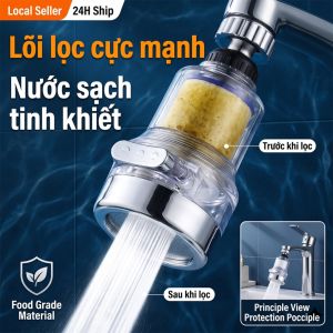 Vòi Rửa Bát Tăng Áp Chống Bắn Tiết Kiệm Nước Xoay 360 Độ - Đầu Lọc Nước Vòi Rửa Chén Có 3 Chế Độ Điều Chỉnh - Đầu Nối Dài Vòi Nước Sạch Loại Bỏ Phèn Cặn Bẩn Lắp Cho Bồn Rửa Chén Bát Gia Đình