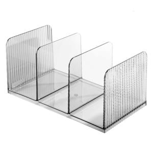 Acrylic Bookend for Shelf 3 Compartments Desk Book End Book Magazine Organiser Stand Space Saving Book Stoppers