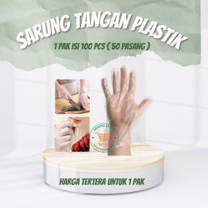 Sarung Tangan Plastik Sekali Pakai Isi 100 Pcs Disposable Hand Glove Multifungsi Serbaguna