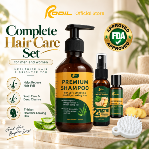 RODIL Premium Shampoo Essential Oil Solution Spray Collection Set 100% Anti Hair Loss Hair Grower For Smooth Healthy-Looking Hair FDA Approved