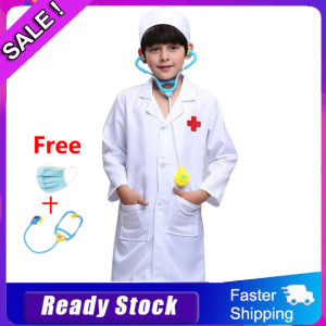 Children Lab Coat Kids Doctor Role Play Halloween Costumes Dress Up Set - intl