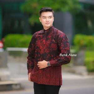 Baju Koko Pria Lengan Panjang Batik Keren Premium  Baju Kemeja Koko Pria Cowok Dewasa Terbaru MBA07