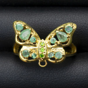 Emerald แหวนพลอยมรกตโคลัมเบีย 55-7US เพื่อผู้ชาย ตัวเรื่อนเงินแท้ 92.5% ชุบทองคำ