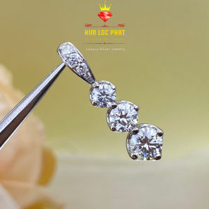 Mặt dây chuyền full moissanite D/FL kiểm định GRA bạc xi bạch kim kiểu 3 hột 4li5 - 5li4 - 6li3 Mặt dây chuyền nữ bạc ý S925 mạ vàng trắng đẹp đính đá moissanite màu trắng và màu xanh - KIM LỘC PHÁT MFM3HTK